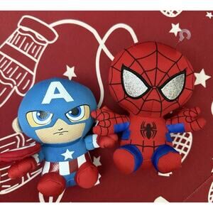 TY Beanie Baby 5” SPIDER-MAN Spiderman (Marvel) Capt America Plush Toy Lot